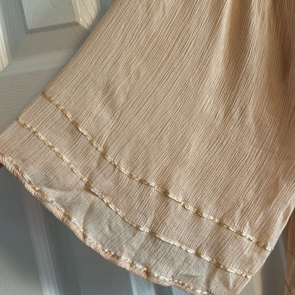 Sanctuary Women’s Beige Lace & Ribbon 3/4 Sleeves Flowy Blouse, Size L - Picture 3 of 7